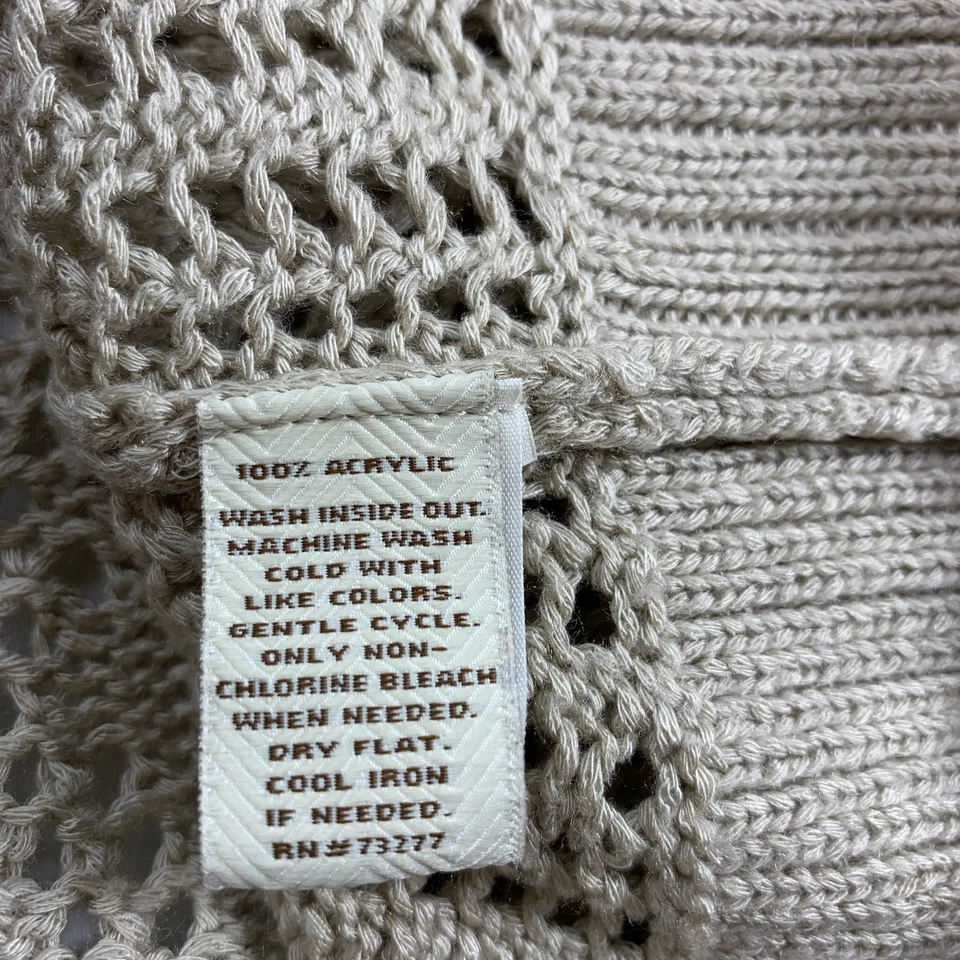 Sonoma Blouse Womens Size Medium Tan Crochet Vneck Short Sleeve - Image 4 of 4