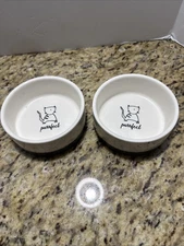 Purfect Signature Housewares Stoneware Blue 4.5" Cat Food Dish Water Bowl (2)