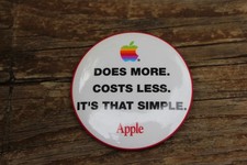 Vintage 1980s Apple Computer Advertising Button Pin 2.25"