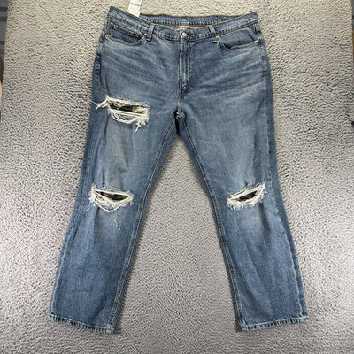 Levi's 541 Jeans Mens 42x32 Blue Cotton Denim Straight Faded Distressed Stretch