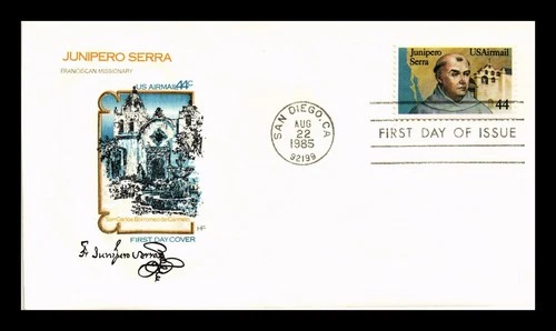 DR JIM STAMPS US COVER JUNIPERO SERRA AIR MAIL FDC HOUSE OF FARNAM CACHET