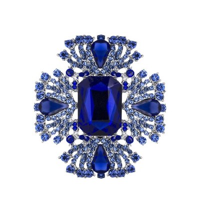 Vintage blaue österreichische Kristall Strass Brosche Anstecknadel eleganter Schmuck für Damen