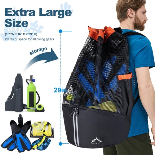 tauchertasche xl Mesh Rucksack für Tauch- und Schnorchelausrüstung & Equ - Bild 2 von 7