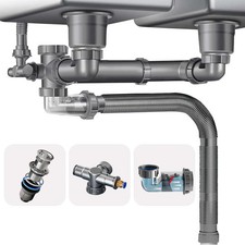 Double Sink Drain Kit Space Saving Kitchen Sink Drain Kit Expandable Flexible 1