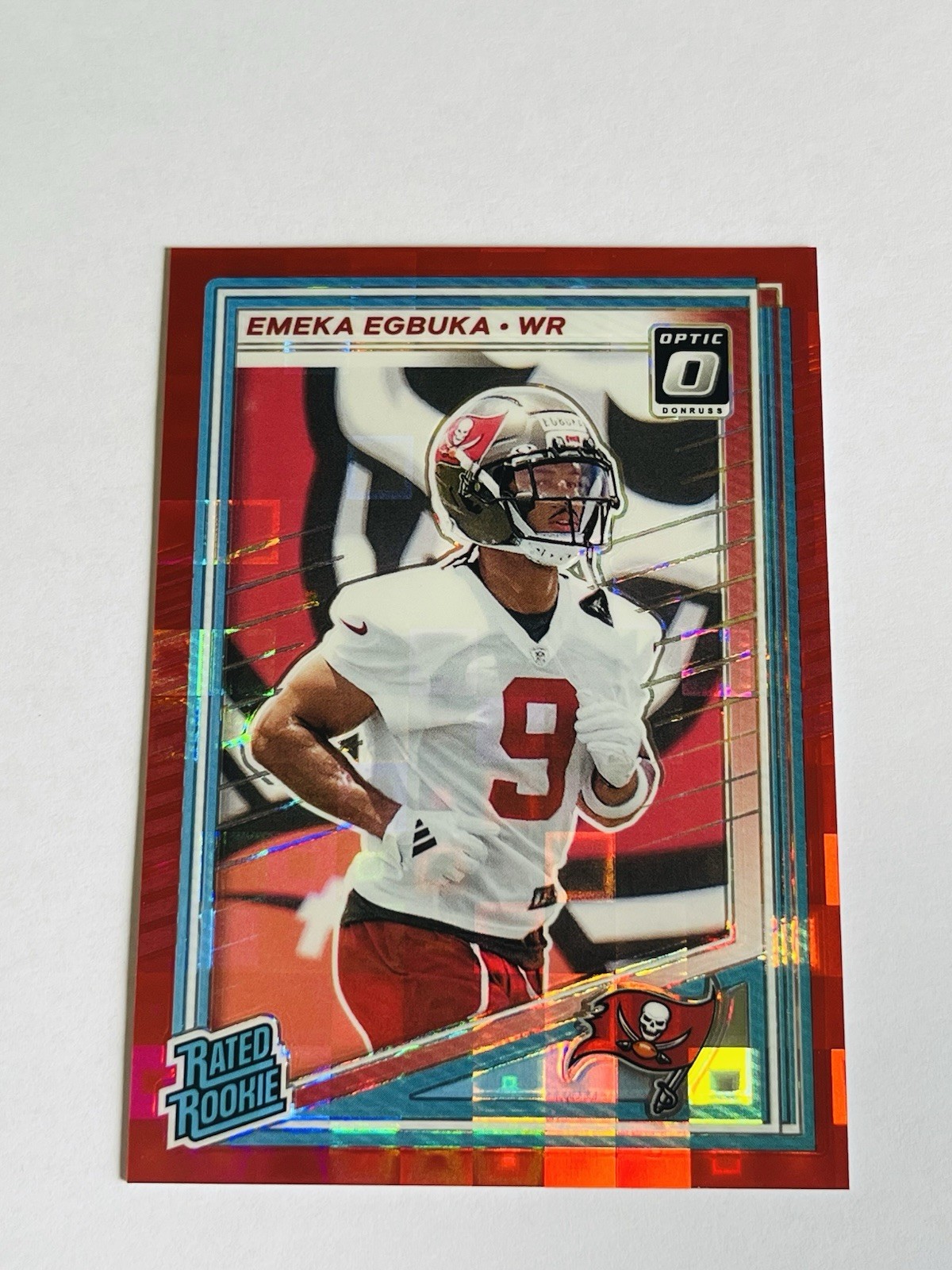 2025 Donruss - Rated Rookie Emeka Egbuka #375 Optic Preview Red Pandora Prizm