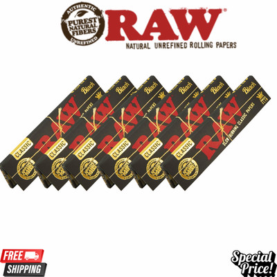 RAW Black King Size 110mm Rolling Papers Natural Ultra Thin Unrefined Slow 5ct