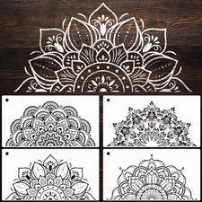 YKW 4 Pack Mandala Stencils for Painting - Reusable Large Mandala Templates - 14