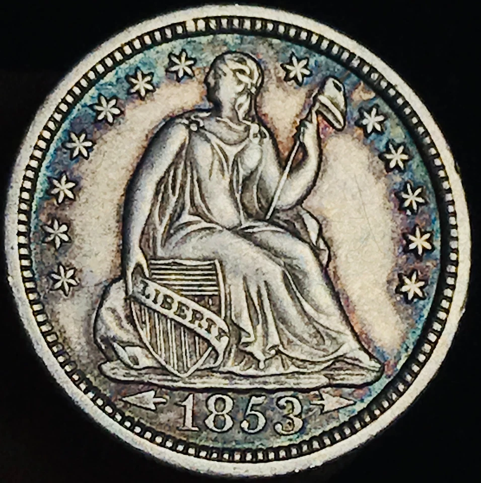 1853 O Seated Liberty Half Dime 5C Arrows Ex NGC AU58 90% Silver US Coin CC27195 - Image 4 of 4