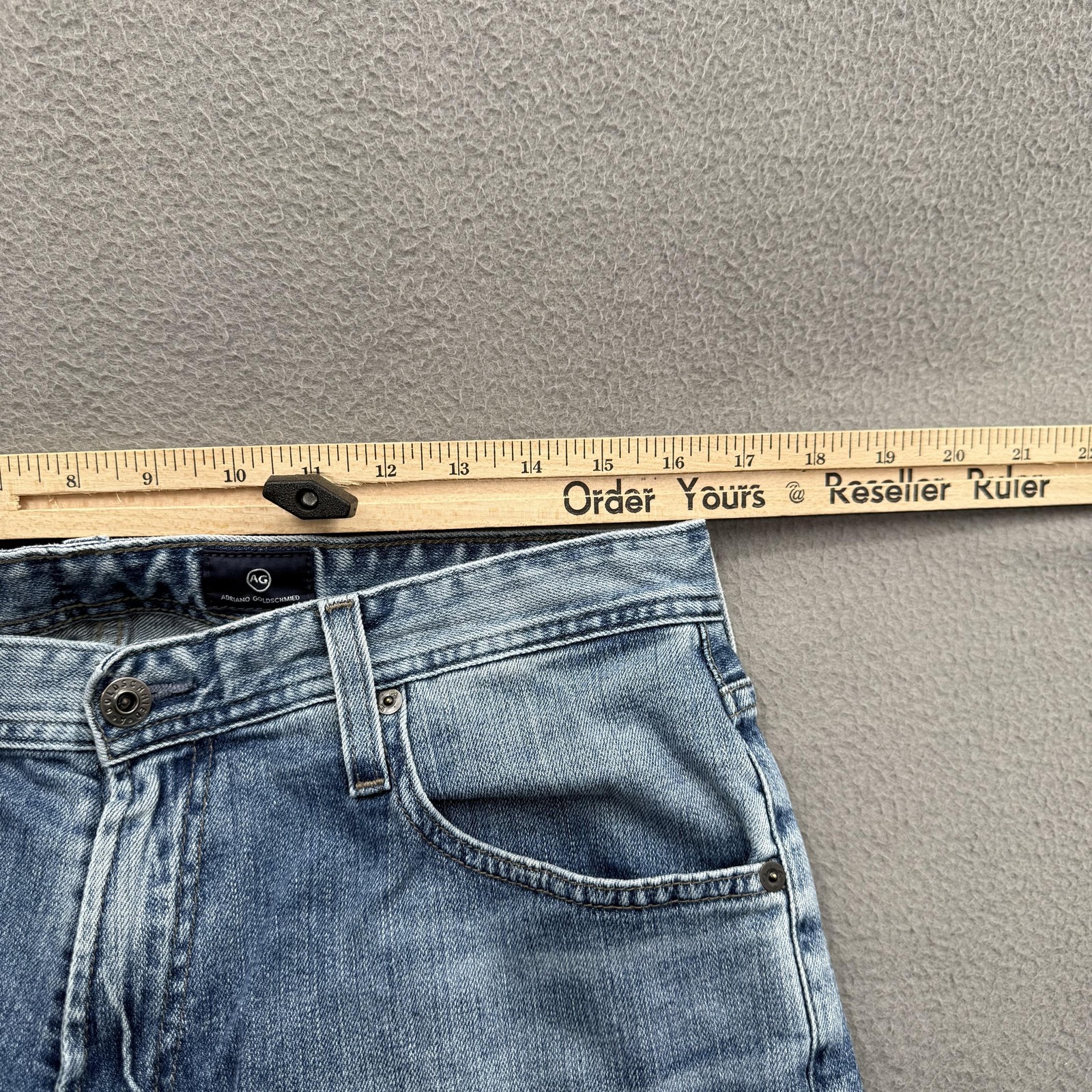 AG Adriano Goldschmied Everett Jeans Mens 33x32 Light Wash Blue Slim Straight thumbnail 6