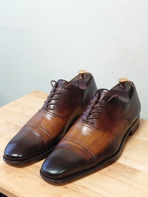 Magnanni Men’s Captoe 12M Brown Burnish Leather Oxford Dress Shoes Magnanni Men main image 2