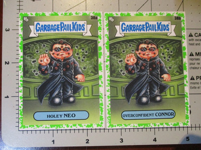 GARBAGE PAIL KIDS spoof Matrix neo 2 STICKER CARD SET 38a 38b GREEN VARIANT A