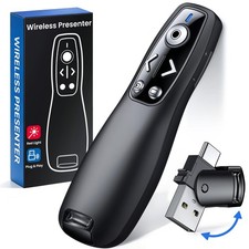 Presentation Clicker with USBA  USBC Receiver, 2.4GHz Wireless Presenter Rem...
