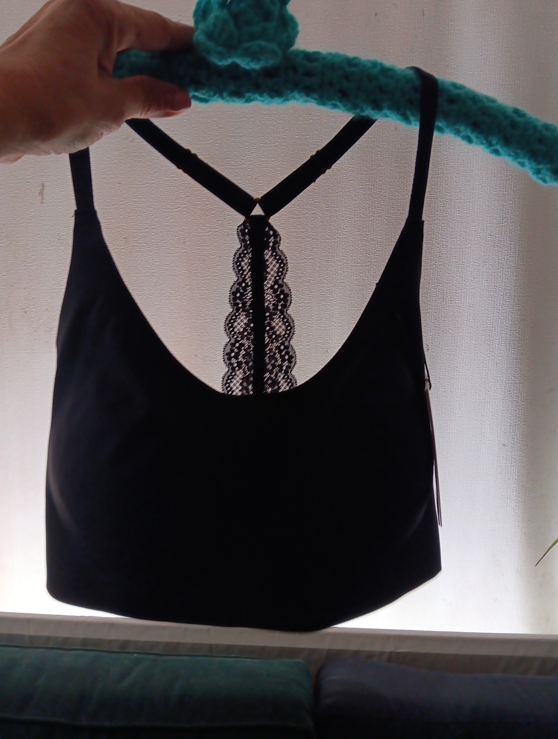 KNIX Bralette Bra women's size L Black Lace pullover solid New NWT seamless-image
