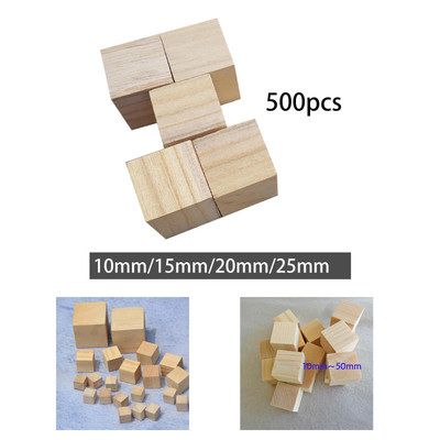 50 Stück Holzbausteine Quadrat Blöcke für DIY Projekte Puzzle Basteln