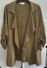 Sage The Label Womens Olive Green Lightweight Open Jacket Medium Lagenlook