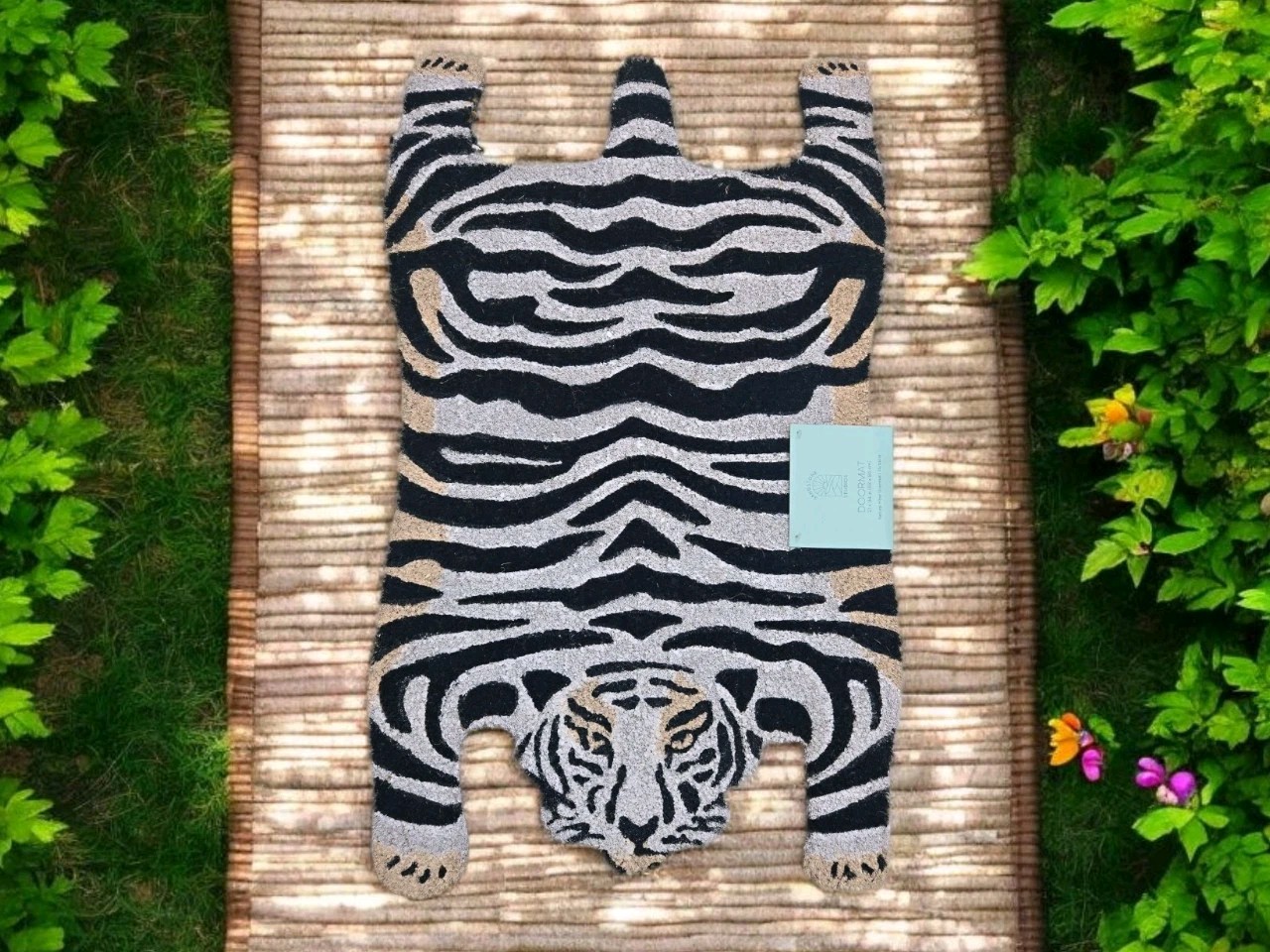 Jungle White Tiger Shaped Non-Slip Indoor Outdoor Entry Rug Door Mat