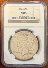 1924 S NGC AU55 Peace Silver Dollar