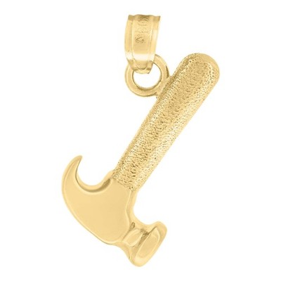 10kt Gelbgold Diamantschliff Herren Hammer Werkzeuge Charm Anhänger