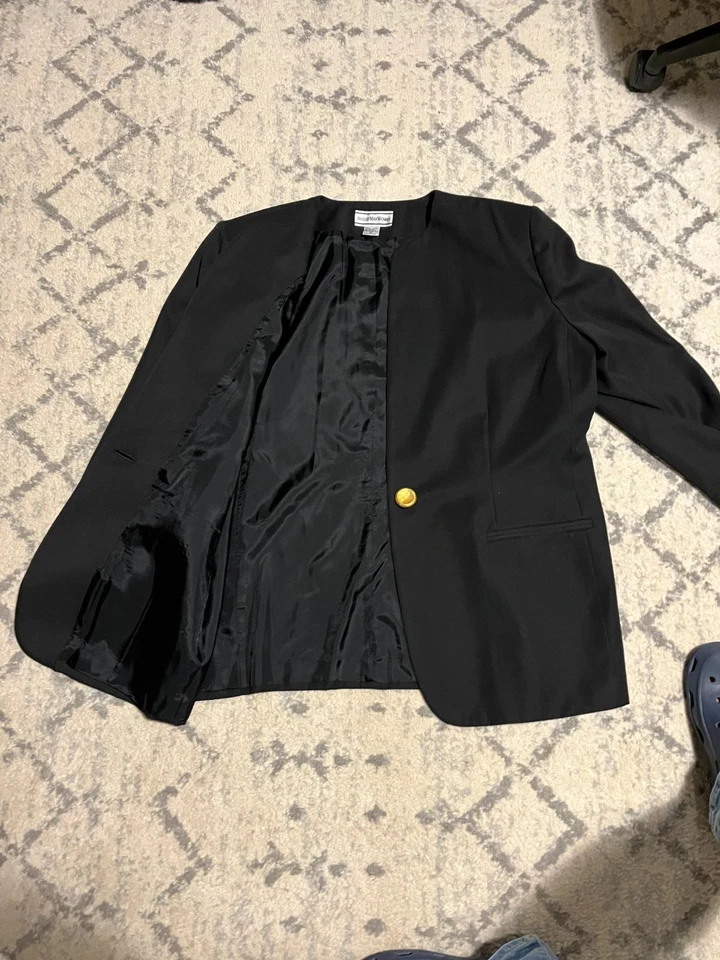 Blazer y falda August Max mujer 2 piezas forrada negra talla 18 nuevo con etiquetas Foto 2 de 4