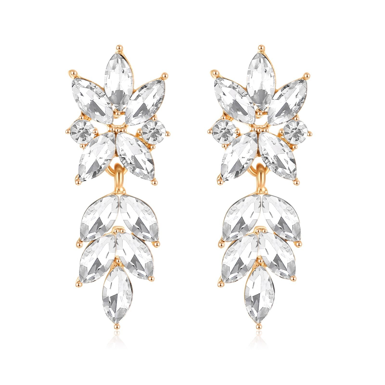 Sparkly Rhinestone Dangle Wedding Earrings for Brides and Bridesmaids