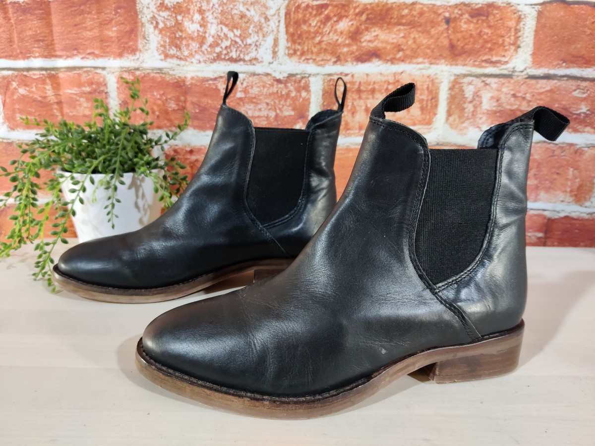 GIRLS WOMENS OFFICE GIRL UK EU 37 BLACK LEATHER PULL ON CHELSEA