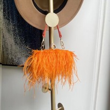 Mujeres Bolso de Mano Pelo de Avestruz Bolso de Noche Boda Fiesta Bolso sin asas Cartera Bandolera