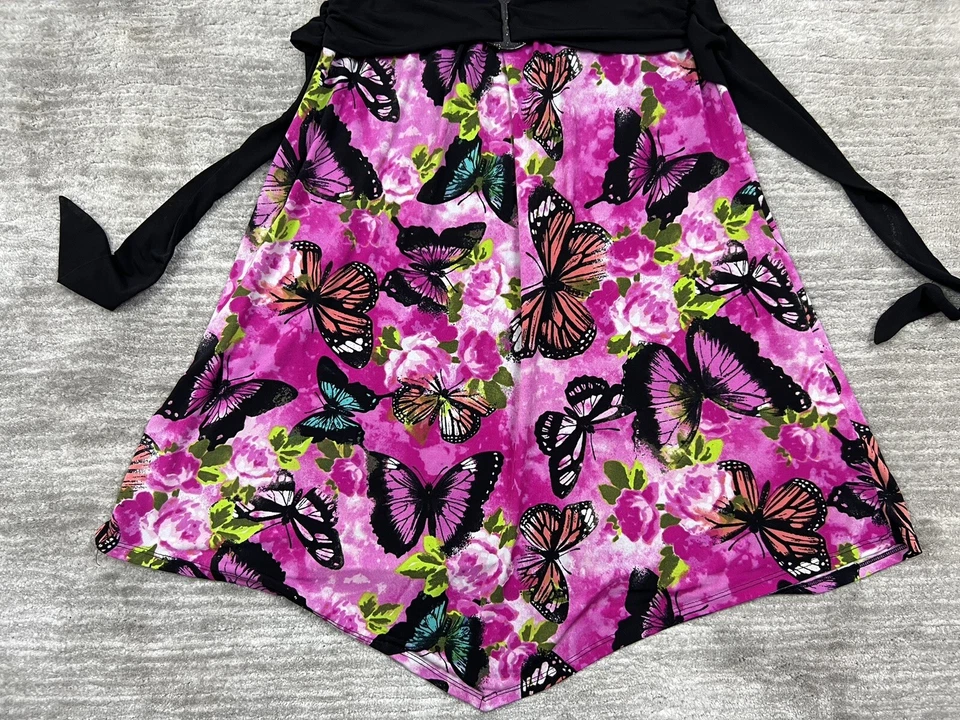 Route 66 Dress Youth 14 16 Pink Butterflies Short Sleeve - Image 3 of 4