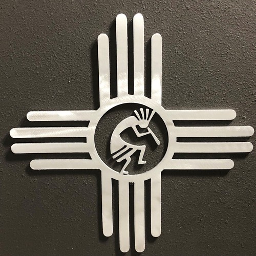 Zia with Kokopelli 1 Metal Wall Art Skilwerx 11 x 11 Southwestern - Picture 2 of 4