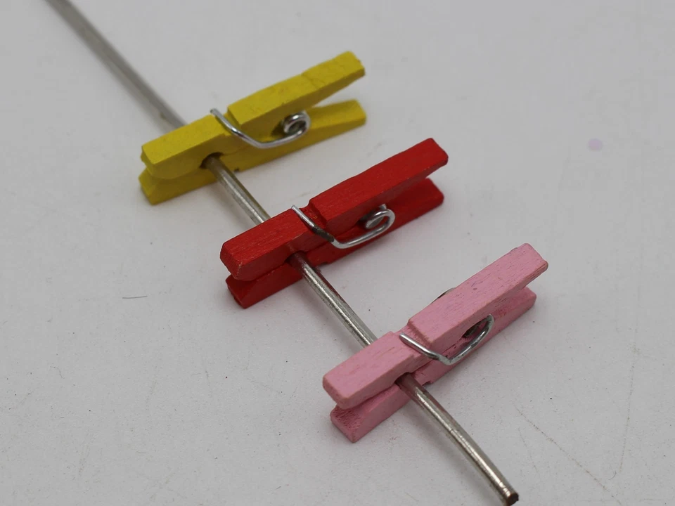 100 Mixed Color Mini Wood Clip Photo Paper Peg Clothes Pins 25X7mm Scrapbooking - Image 4 of 4