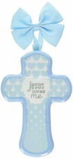 Grow In Grace Baby Boy Jesus Loves Me Cross Nursery Wall Decor, Blue