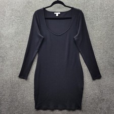 Bar III Dress Women's 0X Black Ribbed Bodycon Long Sleeve Stretch Mini NWT
