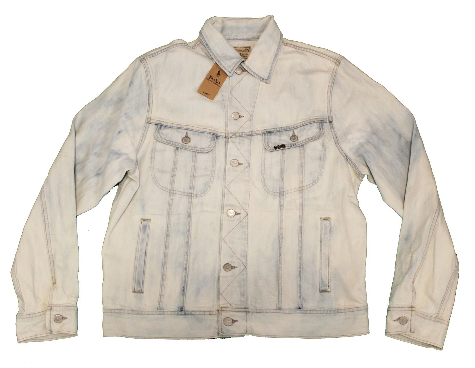 Polo Ralph Lauren Mens Stonewashed Faded Vintage Ryman Denim Trucker Jacket NWT
