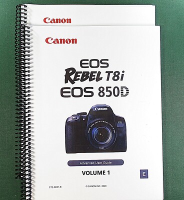 Canon EOS 850D T8i Instruction Manual:  2 Volume Set - 775 Pages & Clear Covers