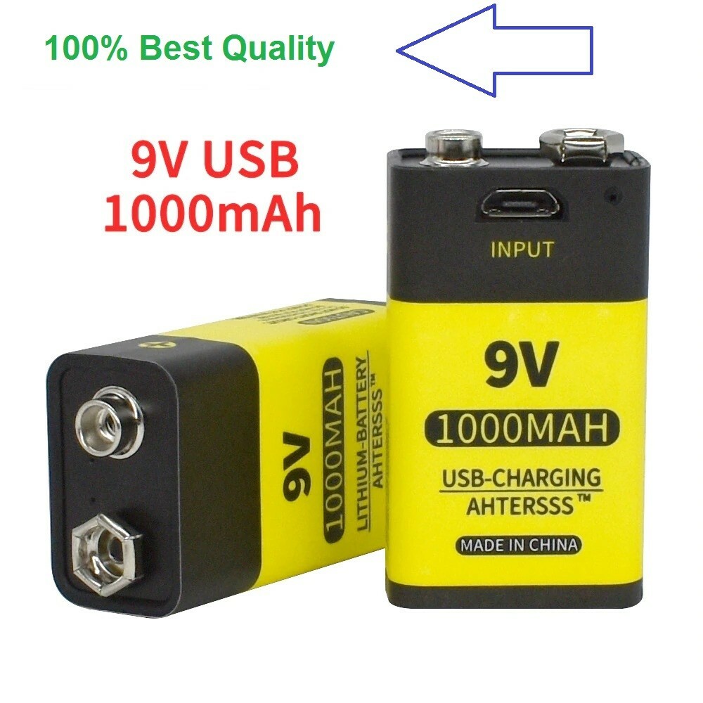 1-10Pcs 6F22 USB Rechargeable Batteries 9V Battery for Smoke Alarm etc lot-image