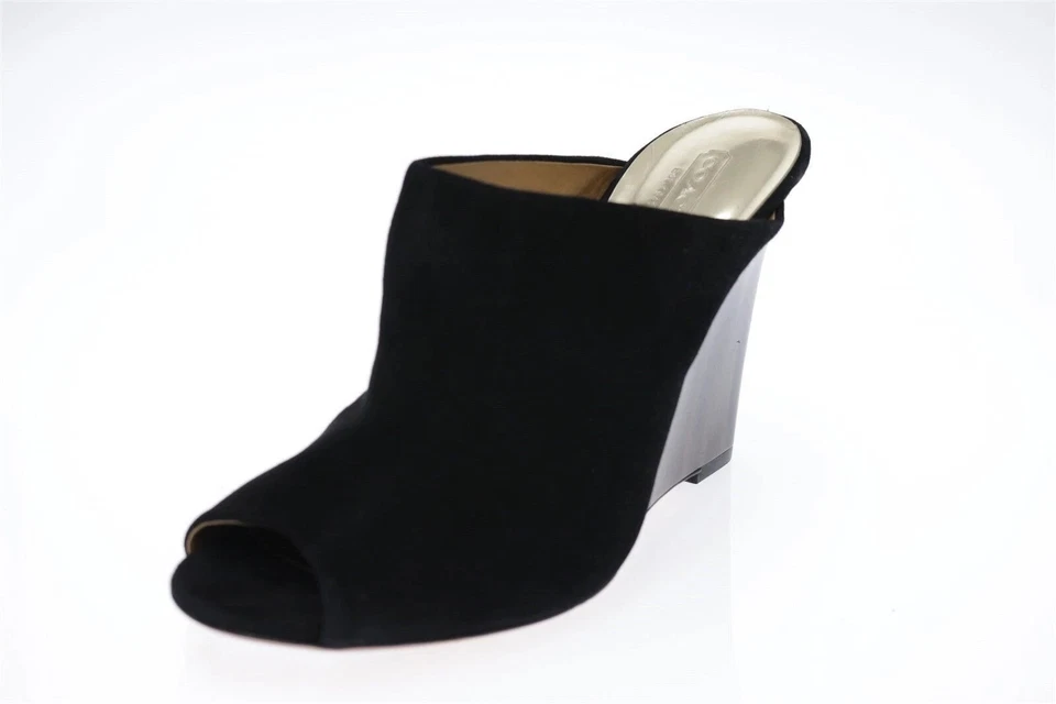 Coach Hollie черная замша заглянуть носок 4» искусственного дерева на танкетке каблук размер 8,5 B розничной $248 - Изображение 4 из 4