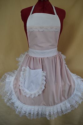 RETRO VINTAGE 50's STYLE FULL APRON / PINNY - BABY PINK