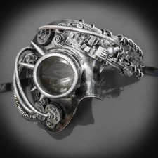 Steampunk Phantom Theater Masquerade Mask for Men - Silver M39146