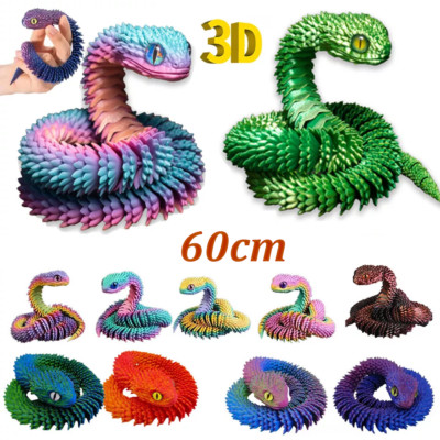 24'' 3D Printed Snake Rotatable Articulated Snake Joint Mobility Simulation Model