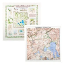 Yellowstone National Park Bandanna 2-Pack Bundle Wyoming Montana Map Nature Fact