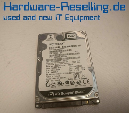 HP 250GB 7.2k 2.5" SATA HDD WD2500BEKT-60A25T1 592905-001 613353-001