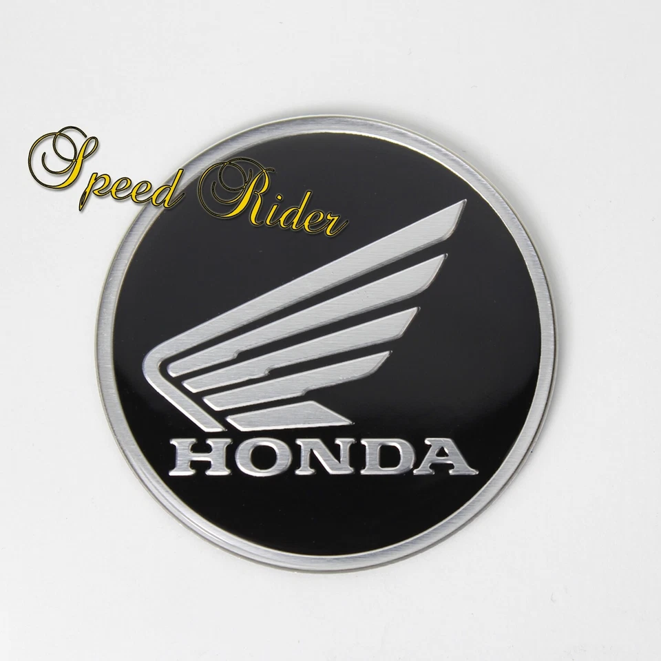 2 X METAL 2-3/8" ALUMINIO CEPILLADO HONDA WING LOGO EMBLEMA CALCOMANÍA CARENADO/GUARDABARROS Foto 3 de 3