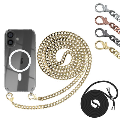 EAZY CASE für Apple iPhone 16 Handykette Handyhülle zum Umhängen Metall Kette