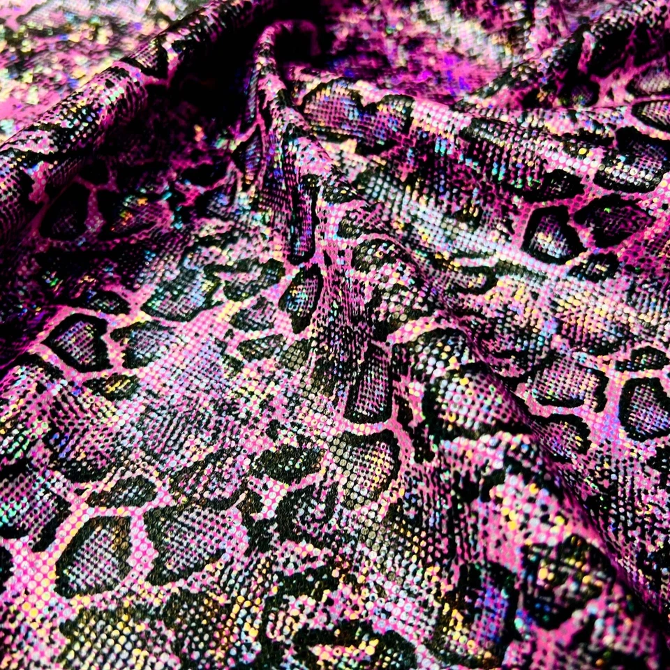 Animal Print Metallic Snake Tornasol Fabric Stretch Spandex by Yard for Swimwear - Image 2 of 4