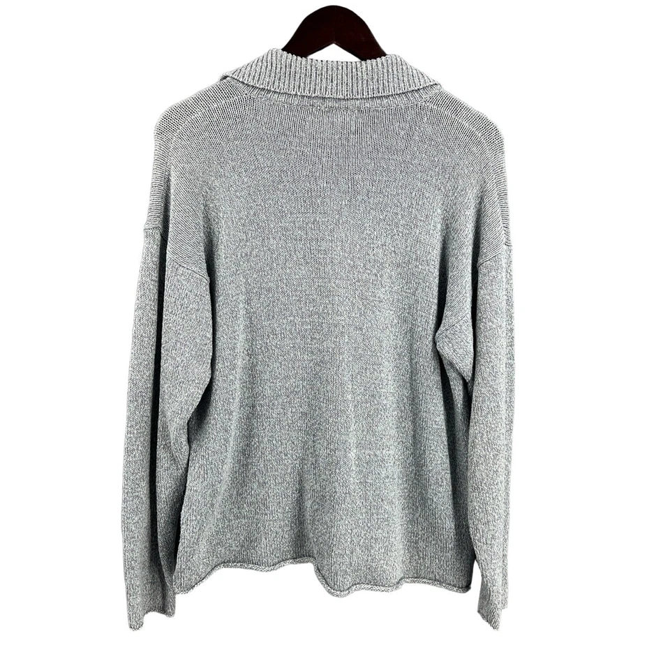 Льняной кардиган свитер серый кнопка спереди расслабленный нейтральный легкий карман S/M - Изображение 3 из 4