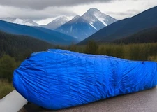 Vtg 1970s-80s WESTERN MOUNTAINEERING Blue Sleeping Bag High Loft Down—Scarce!