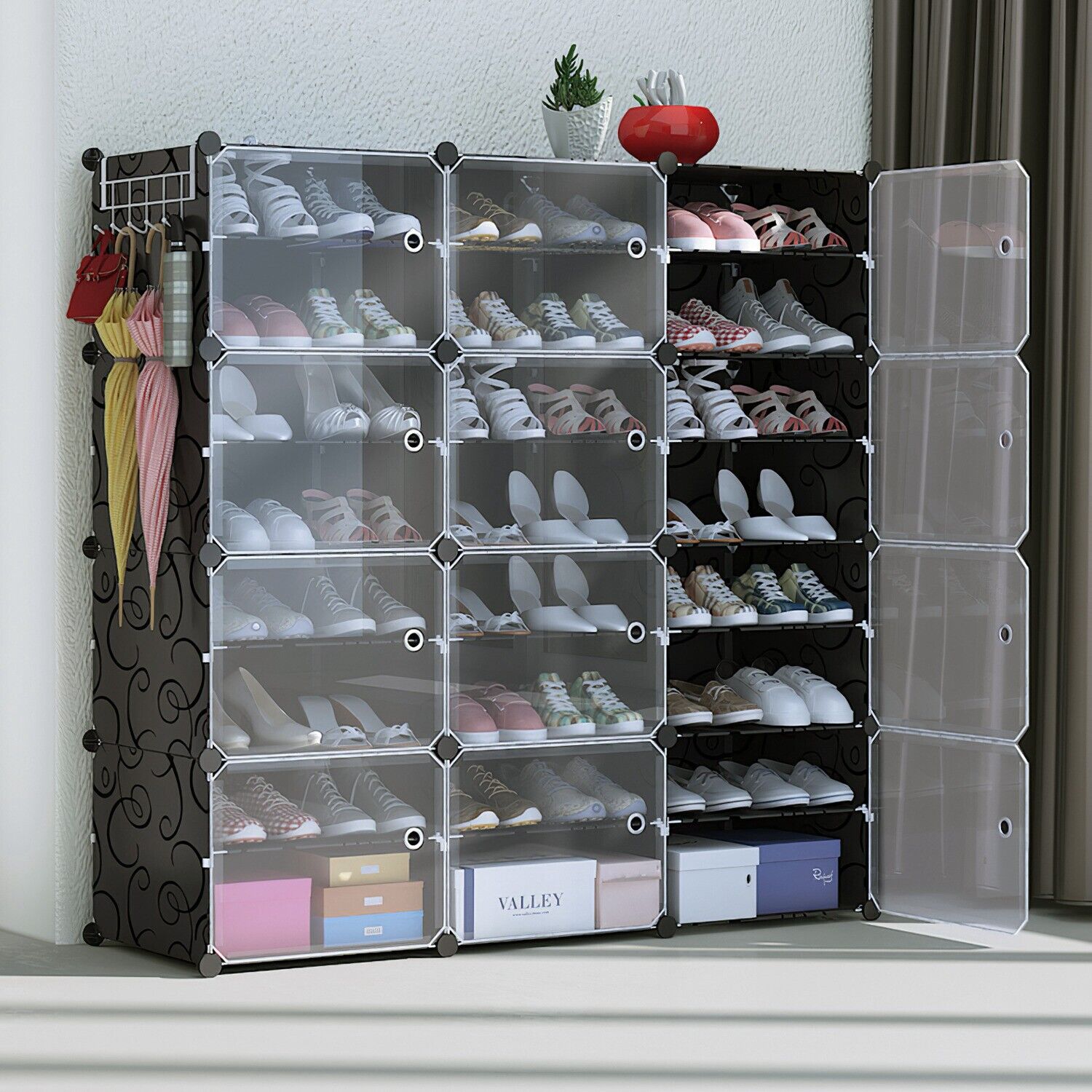 60 Pair Stackable Shoe Rack Dotted Line