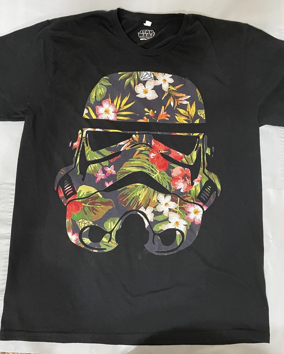 Star Wars Stormtrooper Shirt L Floral Print T-Shirt Black