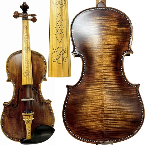 SONG left-hand Flames Electric Violin 4/4,Inlay shell purfling,Good Sound #15558