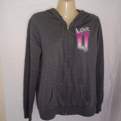 Hard Candy Hoodie Full Zip Jacket Size 19 Pink Love U Sparkle Glitter XXL 19