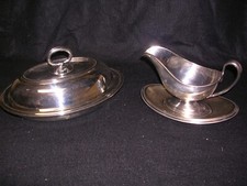 Vintage Reed & Barton Silver Plated Gravy Boat w/tray and Covered Serving Dish